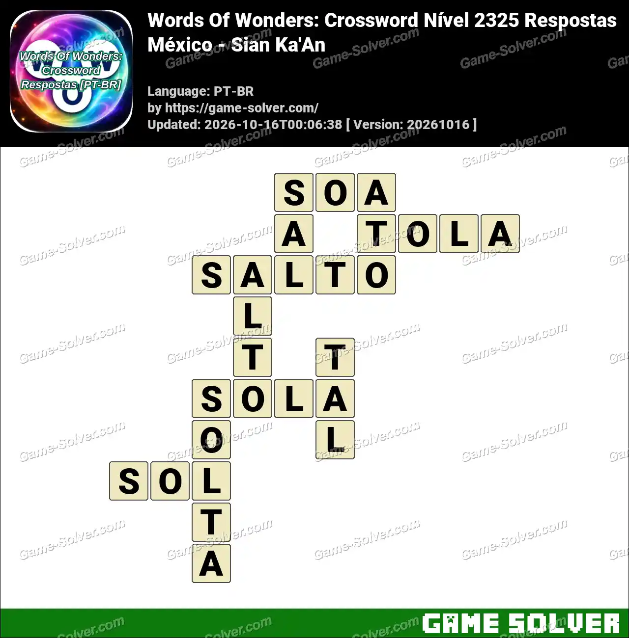 Words Of Wonders: Crossword Nível 2325 Respostas – México – Sian Ka’An